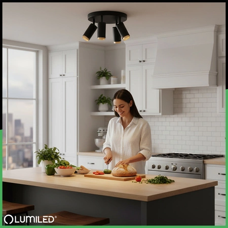 Lampa Sufitowa Reflektor 4x GU10 Plafon ELIGIS Czarny LUMILED