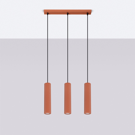 Lampa Wisząca Sufitowa Zwis Tuba Spot 3x GU10 Ochra Czerwona Karbon Deep Space SL.1632 Sollux