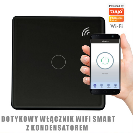 Włącznik Dotykowy Pojedynczy z Kondensatorem Czarny Tuya Smart WiFi Sanico Goldlux