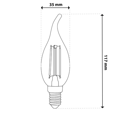 6x Żarówka LED E14 Świeczka BA35 2,2W 470lm = 40W 2700K Ciepła 360° Filament KLASA A LUMILED