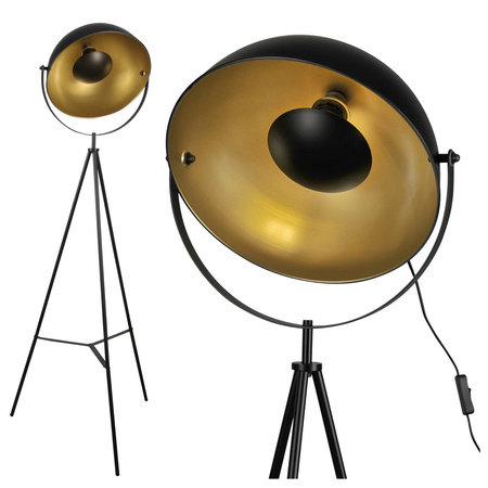 Lampa Podłogowa Oprawa Stojąca E27 Czarna Złota Matylda Sanico Goldlux