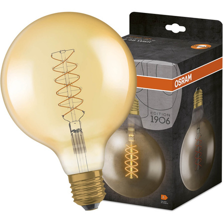 Żarówka Dekoracyjna LED E27 G125 4,8W = 37W 420lm 2200K Ciepła 320° Filament Ściemnialna OSRAM Vintage 1906