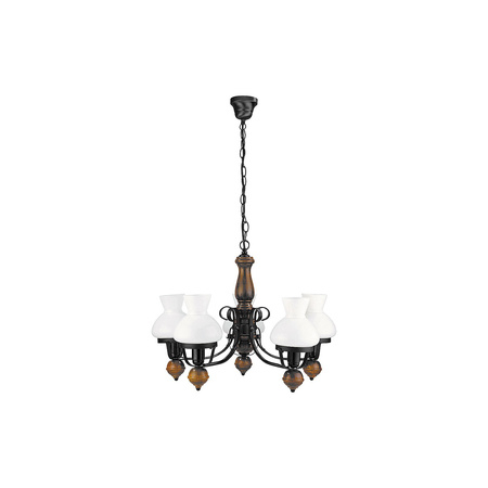 Lampa Sufitowa Wisząca Żyrandol 5x E27 Czarny Klasyczny Petronel 7079 Rabalux