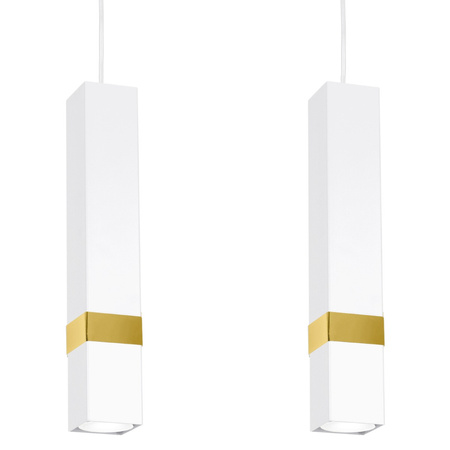 Lampa wisząca Tuba Zwis VIDAR Biały + złoty 3x GU10 Milagro Metal Styl nowoczesny