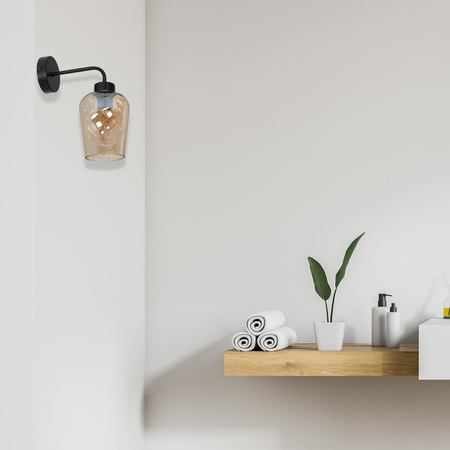 Lampa Ścienna Kinkiet SANTIAGO Bursztynowa 1xE27 Milagro