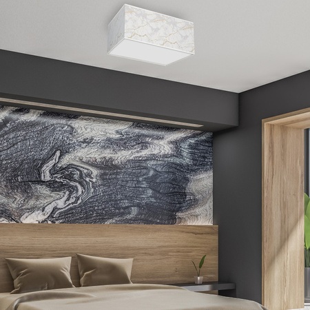 Plafon LED Lampa Sufitowa SENSO Biała Złota Kwadrat 3xE27 Milagro