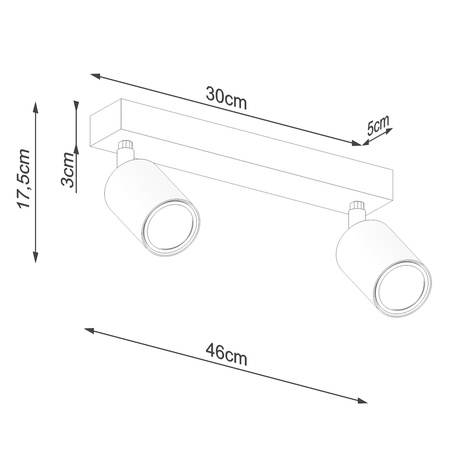 Lampa Sufitowa Oprawa Natynkowa SPOT TUBA Reflektor 2x GU10 Punktowa Ruchoma Tubularna Czarna Brązowa Nowoczesna Verdo Sollux