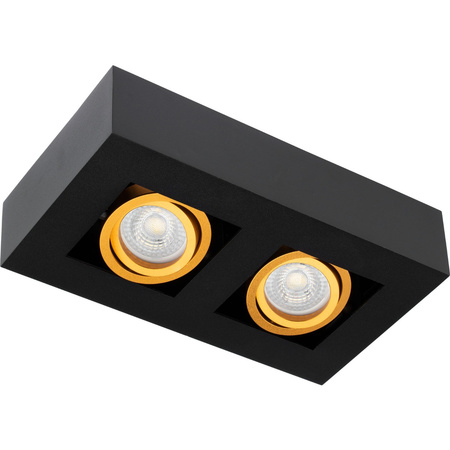Oprawa Natynkowa HALOGENOWA Ruchoma 2x GU10 Prostokątna Czarna 85mm NEMO