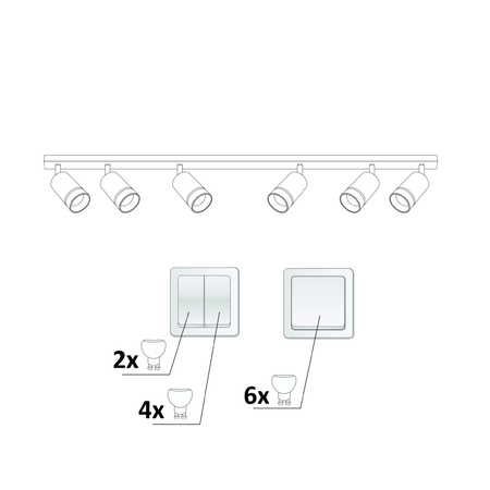 Oprawa Ścienno-Sufitowa Reflektor Punktowy 6x GU10 Czarna PARIS Sanico Goldlux
