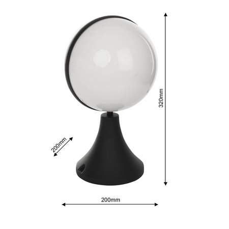 Lampa Ogrodowa Zewnętrzna CIRCULO E27 IP44 Stołowa Stojąca Kula Czarno-Biała Eko-Light