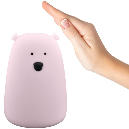 Lampka dekoracyjna nocna LED RGB z akumulatorem MIŚ Różowy GOLDLUX (Polux) 16cm