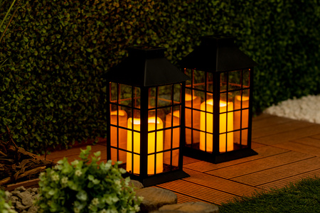 Lampion Ogrodowa LED Solarna Wisząca LATARENKA 32cm Czarna