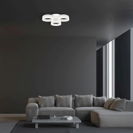 Lampa sufitowa RING trzy okręgi białe 36W LED IP20 Metal i akryl styl nowoczesny Milagro