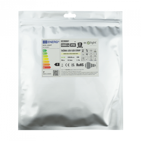 Taśma LED Pasek COB 7W/m 630lm/m 320LED/m 24V 3000K Ciepła IP20 Rolka 5m Ecolight