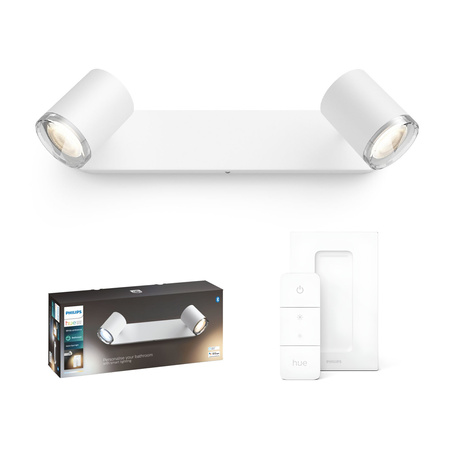 Lampa Natynkowa Łazienkowa Reflektor LED Spot Adore Biały 2x 5W IP44 CCT PHILIPS HUE Bluetooth + Przełącznik Dimmer Switch