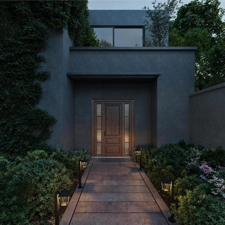 Lampa Ogrodowa Stojąca Zewnętrzna LED E27 SŁUPEK 75cm LATARNIA IP44 Czarna Buzzard Philips