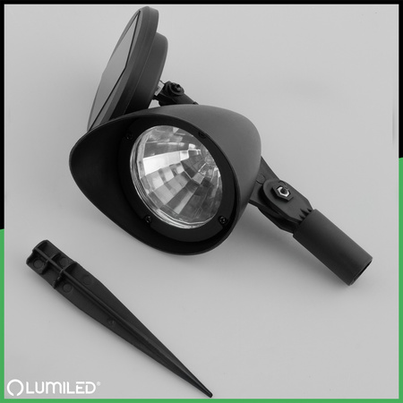 3x Lampa Ogrodowa LED Solarna Wbijana Czarna Kierunkowa OGA Reflektor IP44 6500K LUMILED