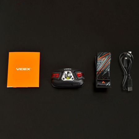 Latarka Czołowa Akumulatorowa LED 5W 330lm 5 Trybów Pracy USB-C Wodoszczelna IP67 Videx