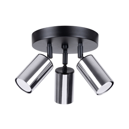 Lampa Sufitowa Oprawa Natynkowa SPOT TUBA Reflektor 3x GU10 Plafon Tubularna Czarna Chrom Nowoczesna Winx Sollux