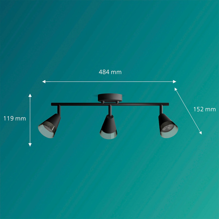 Lampa Sufitowa Reflektor Natynkowy 3x GU10 Czarna Cleft Philips