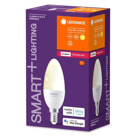 Żarówka LED E14 Tradycyjna 4.9W = 40W 470lm 2700K Ciepła Ściemnialna SMART+ ZigBee Classic Ledvance