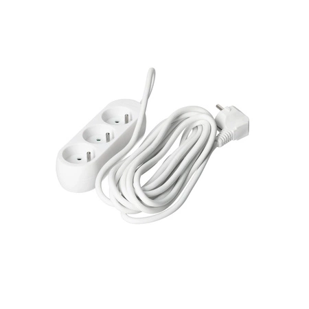 Przedłużacz Sieciowy Wtyk 3x Gniazdo z Uziemieniem Listwa Zasilająca 5m Biały Linea Kobi