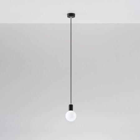 Lampa Sufitowa Wisząca Zwis E27 Okrągła Czarna Nowoczesna Edison Sollux