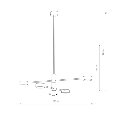 Lampa Sufitowa Wisząca 4x GX53 Czarna Nowoczesna ORBIT 7945 Nowodvorski