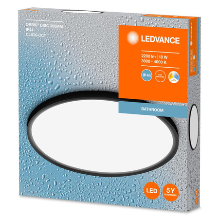 Plafon LED Lampa Oprawa Łazienkowa Sufitowa 18W IP44 CCT 3000K-4000K Czarna LEDVANCE