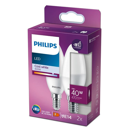 Żarówka LED Świeczka E14 B35 4.9W = 40W 470lm 4000K Neutralna Matowa PHILIPS