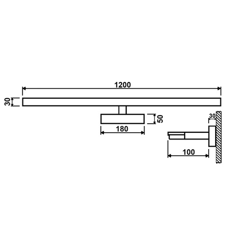 Lampa nad Lustro VENUS Kinkiet LED Łazienkowa 24W 1680lm Czarno-Złota 120cm