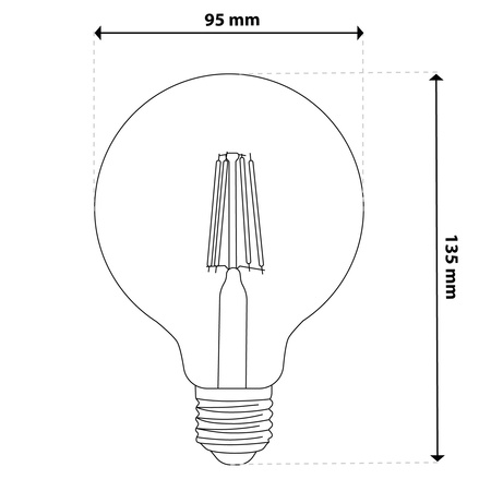 3x Żarówka LED E27 Kula G95 4W = 40W 470LM 2000K Ciepła 360° Bursztynowa Filament LUMILED