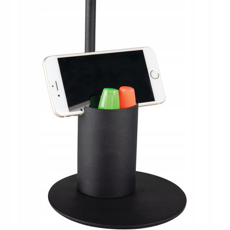 Lampka Biurkowa Stołowa Szkolna Nocna + Organizer Raibo E27 5W Czarna KANLUX