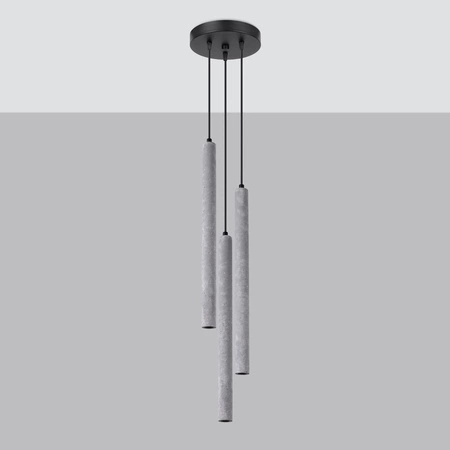 Lampa Sufitowa Wisząca Zwis 3x G9 Żyrandol Tubularna Szara Nowoczesna Pastelo Sollux
