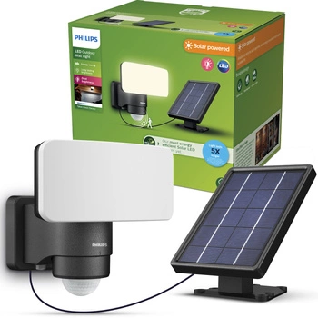 Naświetlacz Solarny LED 6W 1000lm 3000K IP44 z Czujnikiem Ruchu i Zmierzchu Czarna Tylus Ultra Efficient Philips