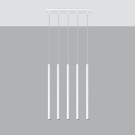 Lampa Sufitowa Wisząca Tuba 5x G9 Zwis Tubularna Biała Nowoczesna Pastelo Sollux