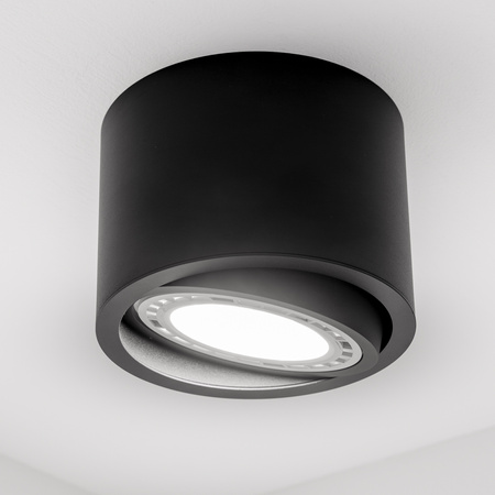 Oprawa Natynkowa HALOGENOWA SPOT TUBA Ruchoma GU10 AR111 Okrągła Czarna 100mm TELES LUMILED