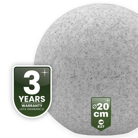 Lampa Oprawa Ogrodowa Zewnętrzna KAMIENNA KULA LED LUMIKULA 20cm E27 IP65 LUMILED