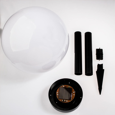 Lampa Solarna Ogrodowa LED Wbijana Biała Kula 25cm