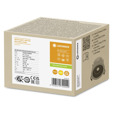 Panel LED Oprawa Podtynkowa Punktowa 6W 510lm CCT Ściemnialna Oczko Spot Biały Air Fix Ledvance