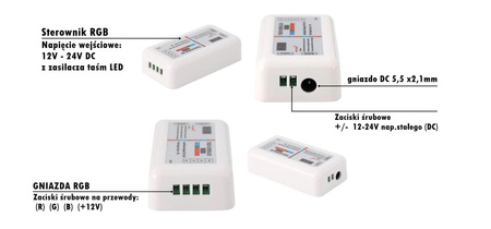 Sterownik do Taśm LED RGB ODBIORNIK 216W + Pilot dotykowy RF 2,4GHz