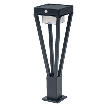 Lampa Solarna Ogrodowa Słupek Zewnętrzny Stojący LED z Czujnikiem Ruchu i Zmierzchu 6W 550lm 3000K Ciepła Czarny IP44 Endura Osram