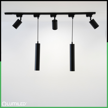 Zestaw Szyna Oświetleniowa Szynoprzewód 2m + 5x Reflektor Szynowy  GU10 Czarny LUMILED