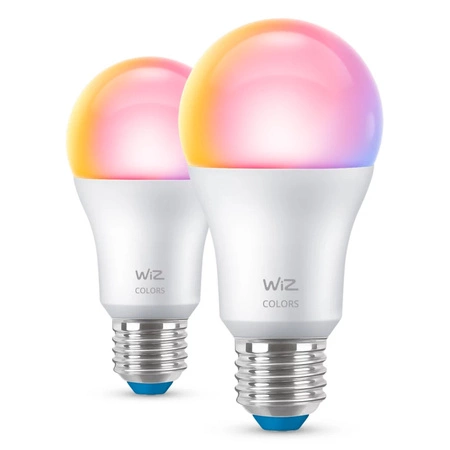 2x Żarówka LED E27 A60 8.5W = 60W 806lm 2200-6500K RGB + TW Inteligentna SMART WiFi Bluetooth Aplikacja WiZ