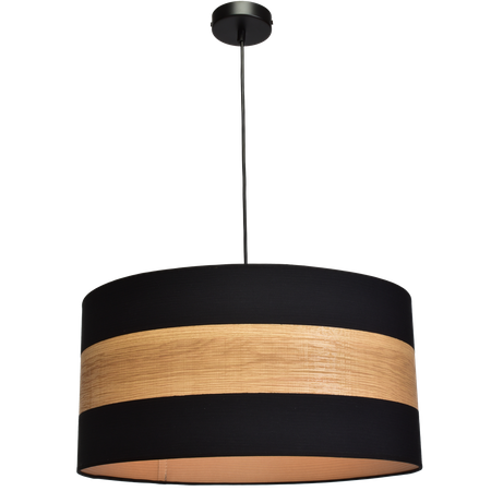 Lampa wisząca TERRA 1xE27 Czarny Abażur Drewno Milagro MLP6290 Metal + Tkanina + Drewno