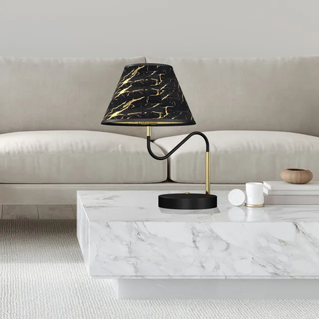 Lampa Stołowa HERMES Czarna Złota 1xE27 Biurkowa Nocna Milagro