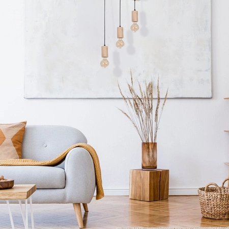 Lampa wisząca w stylu industrialnym metal + drewno MiLAGRO LINES 3x E27
