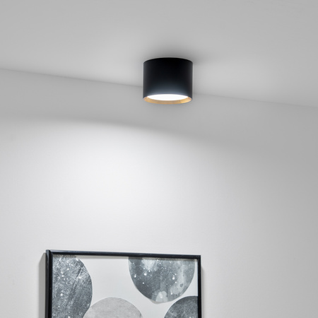 Oprawa HALOGENOWA Natynkowa SUNLA Tuba Gx53 LED Spot Kinkiet Sufitowa Walec Czarno - Złoty LUMILED