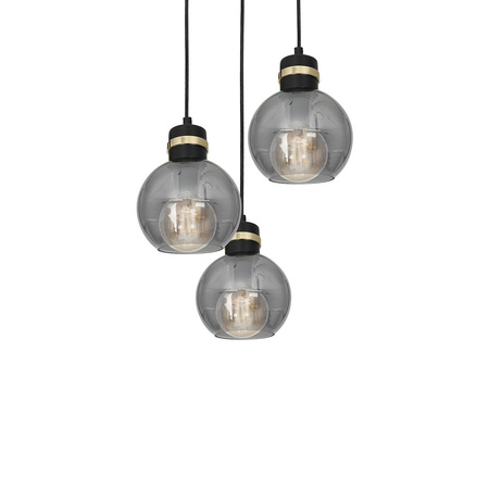 Lampa wisząca OMEGA 3xE27 Przydymione Szkło Kula MLP6533 Milagro Metal + Szkło