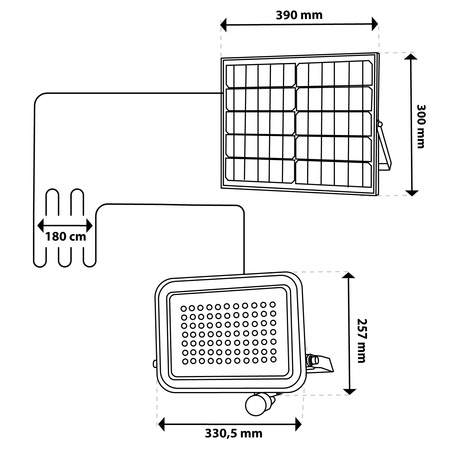 Naświetlacz Solarny LED Halogen 300W Lampa Ogrodowa 4000K IP65 Czujnik Ruchu PIR + Pilot FULGOR LUMILED